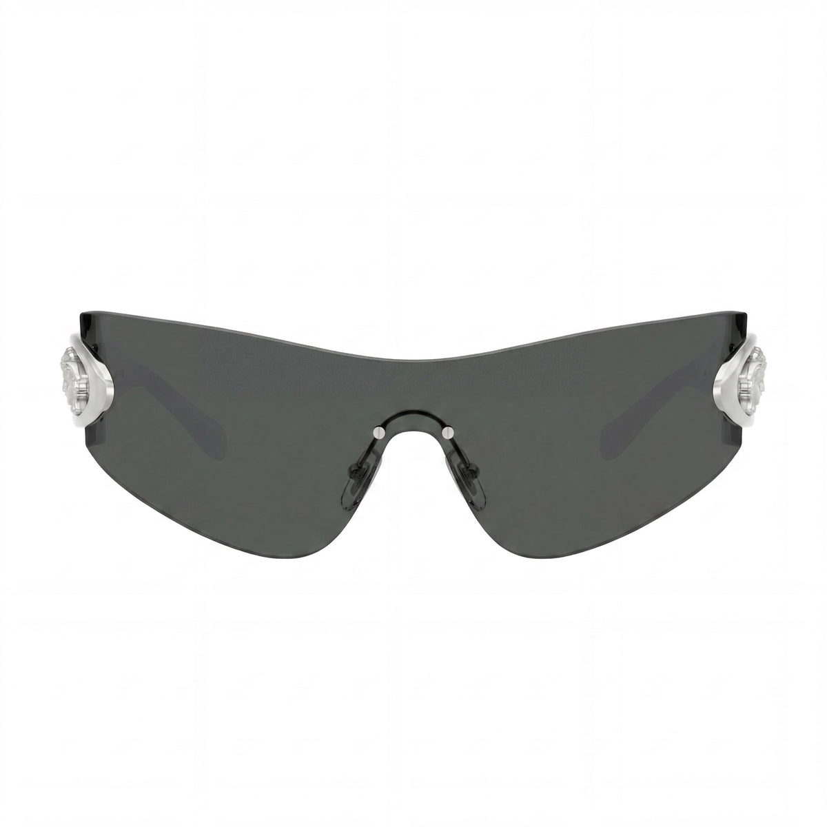 Versace 0VE2280 Glam Modern Gafas de sol tipo escudo grises oscuras unisex, 42mm, Photo 2