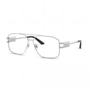 Versace Luxury Modern Gunmetal Rectangle Eyeglasses for Women, Stainless Steel frame