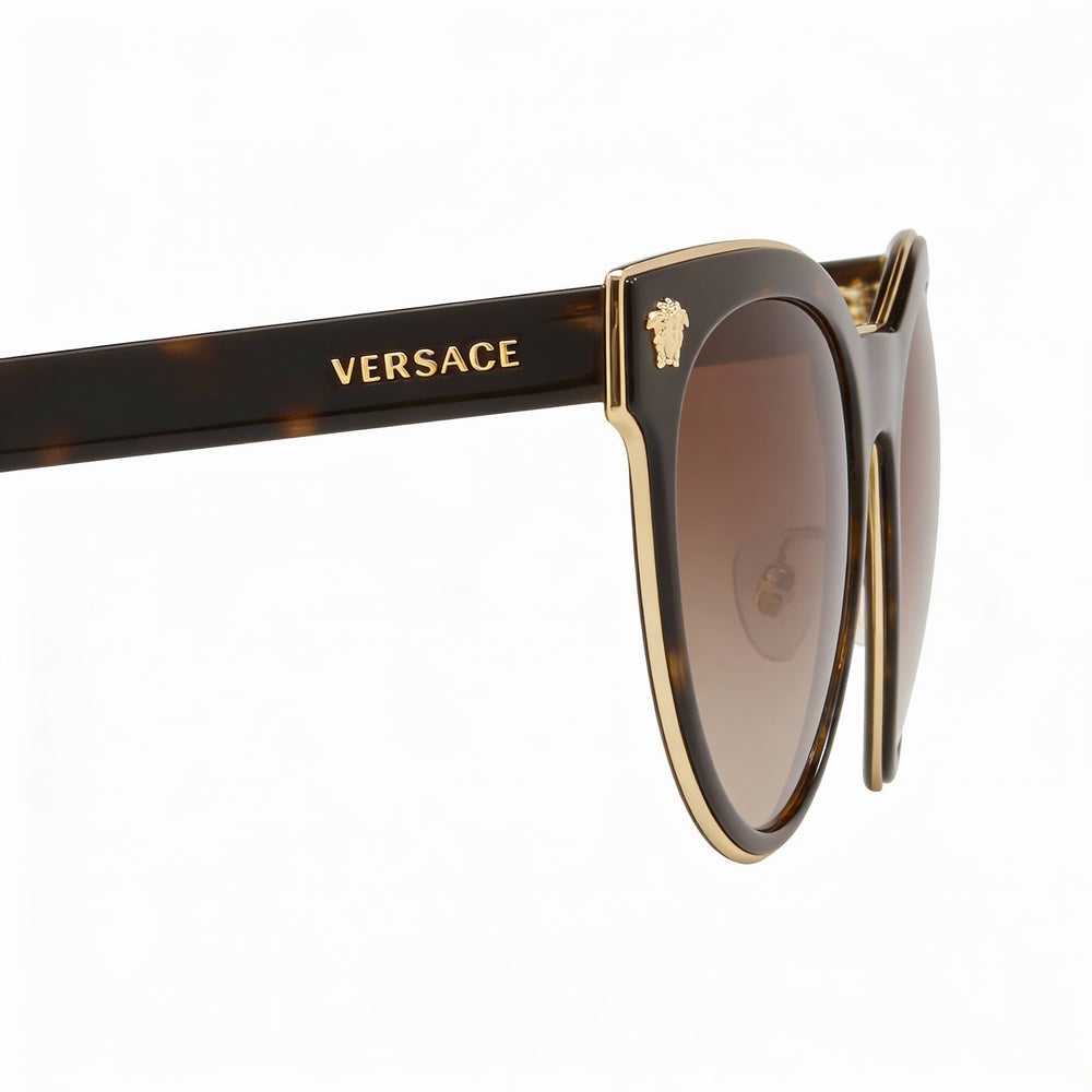 Versace Medusa Charm Round Sunglasses Unisex — side view, Non-Polarized Brown Gradient lens
