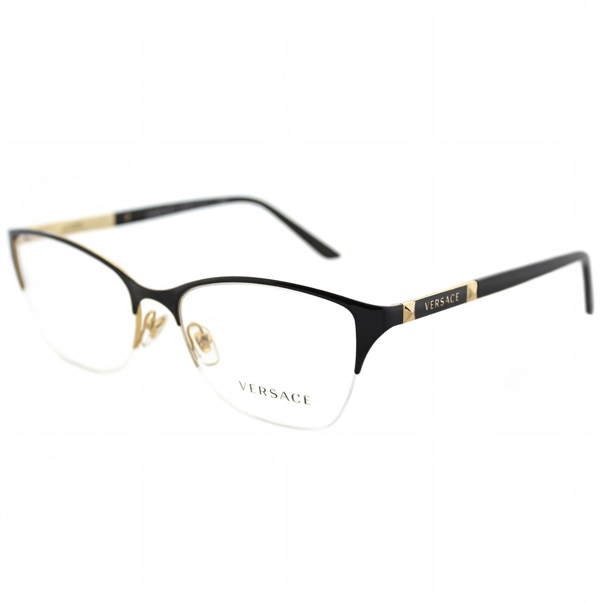Gafas graduadas Versace VE 1218 estilo ojo de gato en negro y dorado para mujer, Photo 1