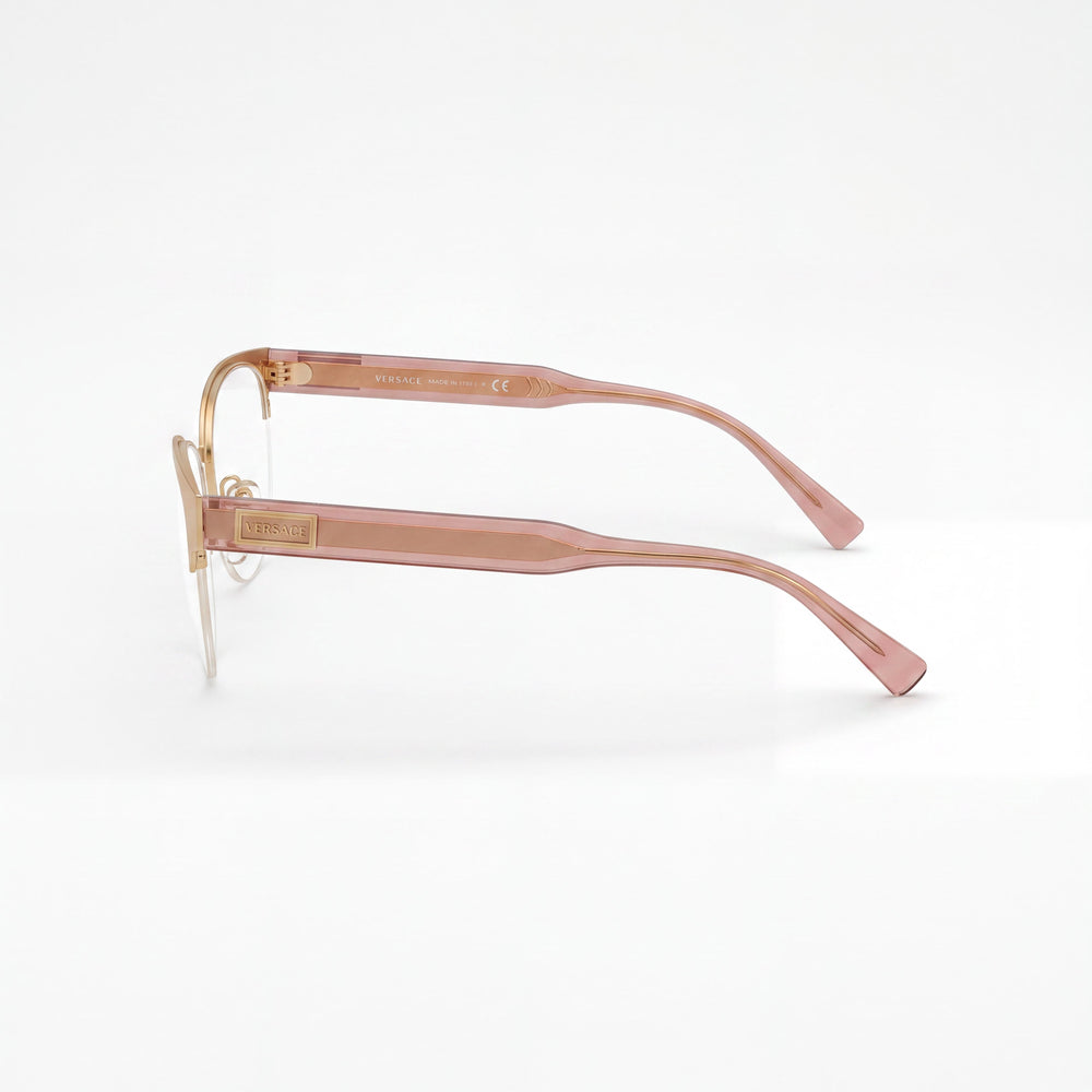 Versace Ve 1265 Oval Eyeglasses Women — side view, Gold, Pink Gold Metal temples