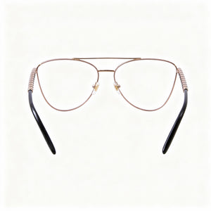 Versace VE 1296 1515 Aviator Eyeglasses Women — side view, Gold temples