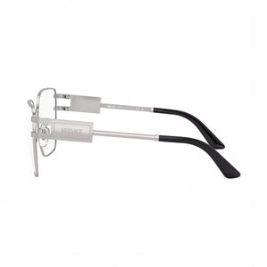 Versace Ve 1301 Rectangle Eyeglasses Women — side view, Silver Alloy Steel temples