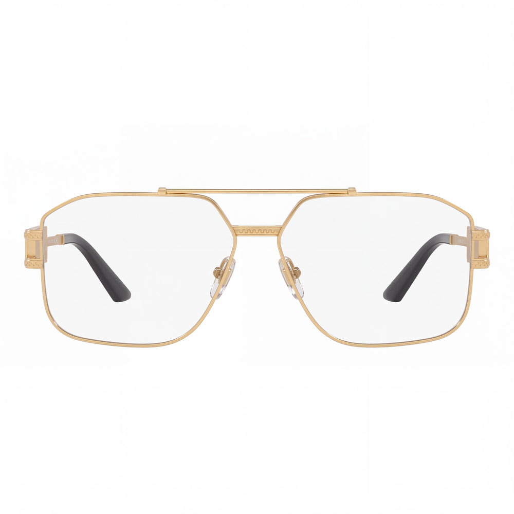 Versace Ve 1302 Aviator Eyeglasses for Unisex — front view, Stainless Steel
