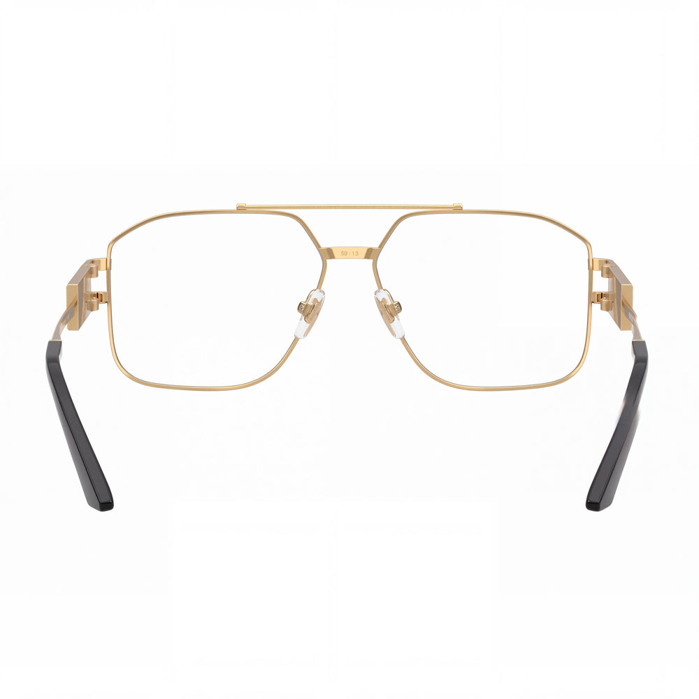 Versace Ve 1302 Aviator Eyeglasses Unisex — side view, Gold Stainless Steel temples