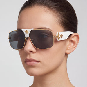 Versace Ve 2207q Rectangle Sunglasses Women — side view, Non-Polarized Grey lens