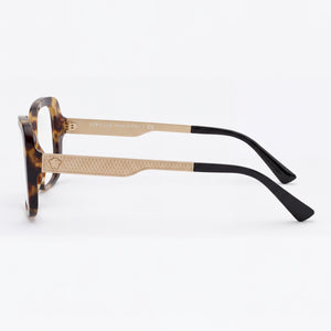 Versace Ve 3241 Rectangle Eyeglasses Women — side view, Tortoise Plastic temples