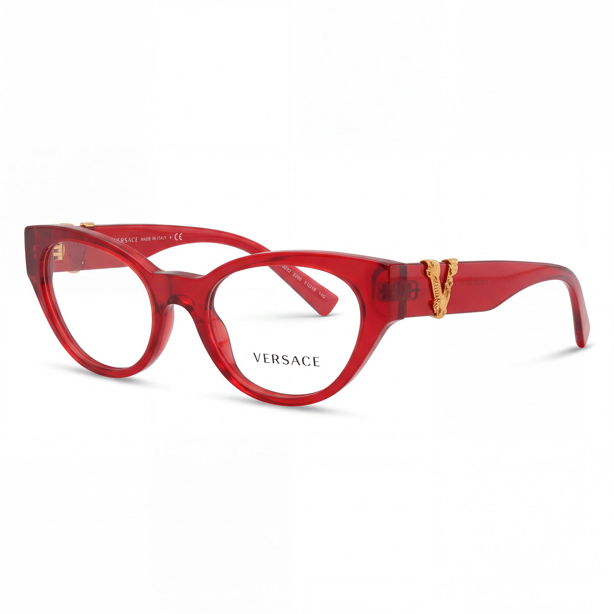 Versace Ve 3282 Transparent Red Cat Eye Eyeglasses for Women, Photo 1