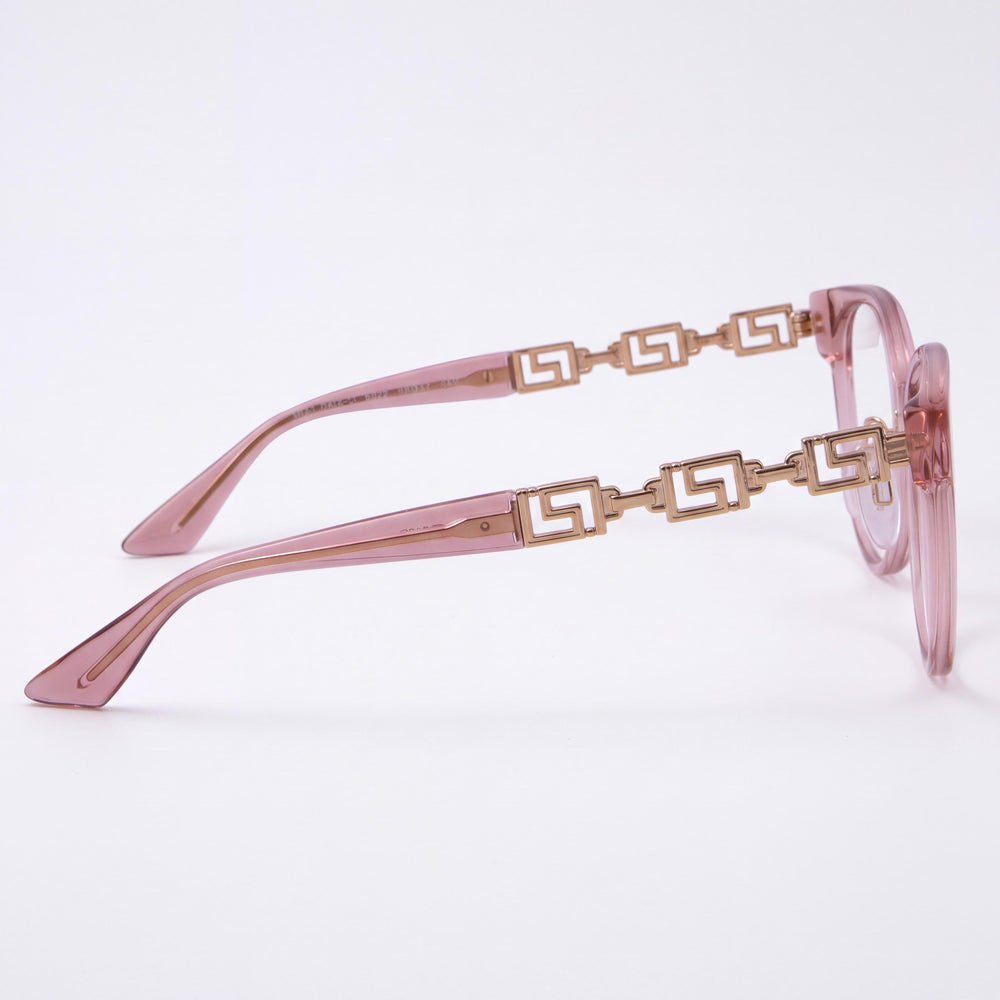 Versace Ve 3302d Oval Eyeglasses Women — side view, Pink Acetate temples