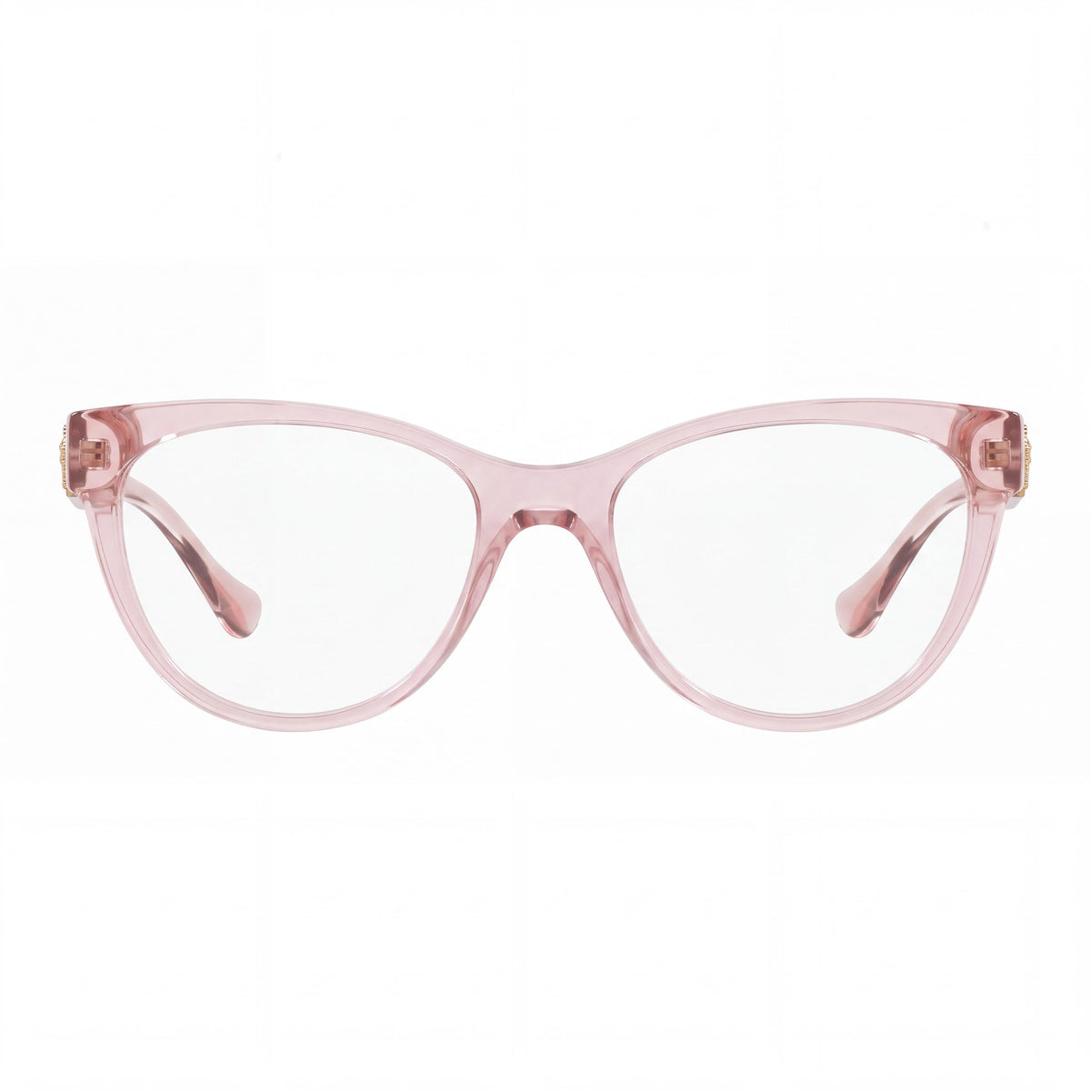 Gafas Versace VE 3304F para mujer, montura de plástico rosa transparente con lentes transparentes que no son de policarbonato, 53 mm, Photo 2