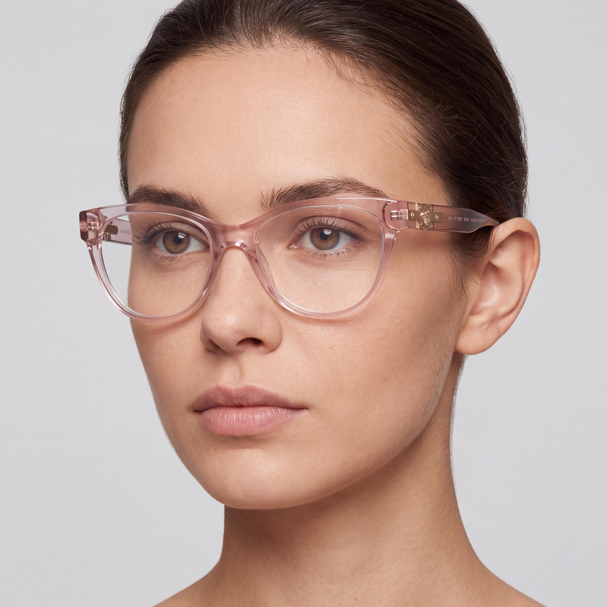 Gafas Versace VE 3304F para mujer, montura de plástico rosa transparente con lentes transparentes que no son de policarbonato, 53 mm, Photo 4