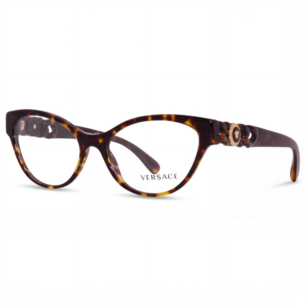 Versace VE 3305 Havana Cat Eye Eyeglasses for Men, Plastic frame
