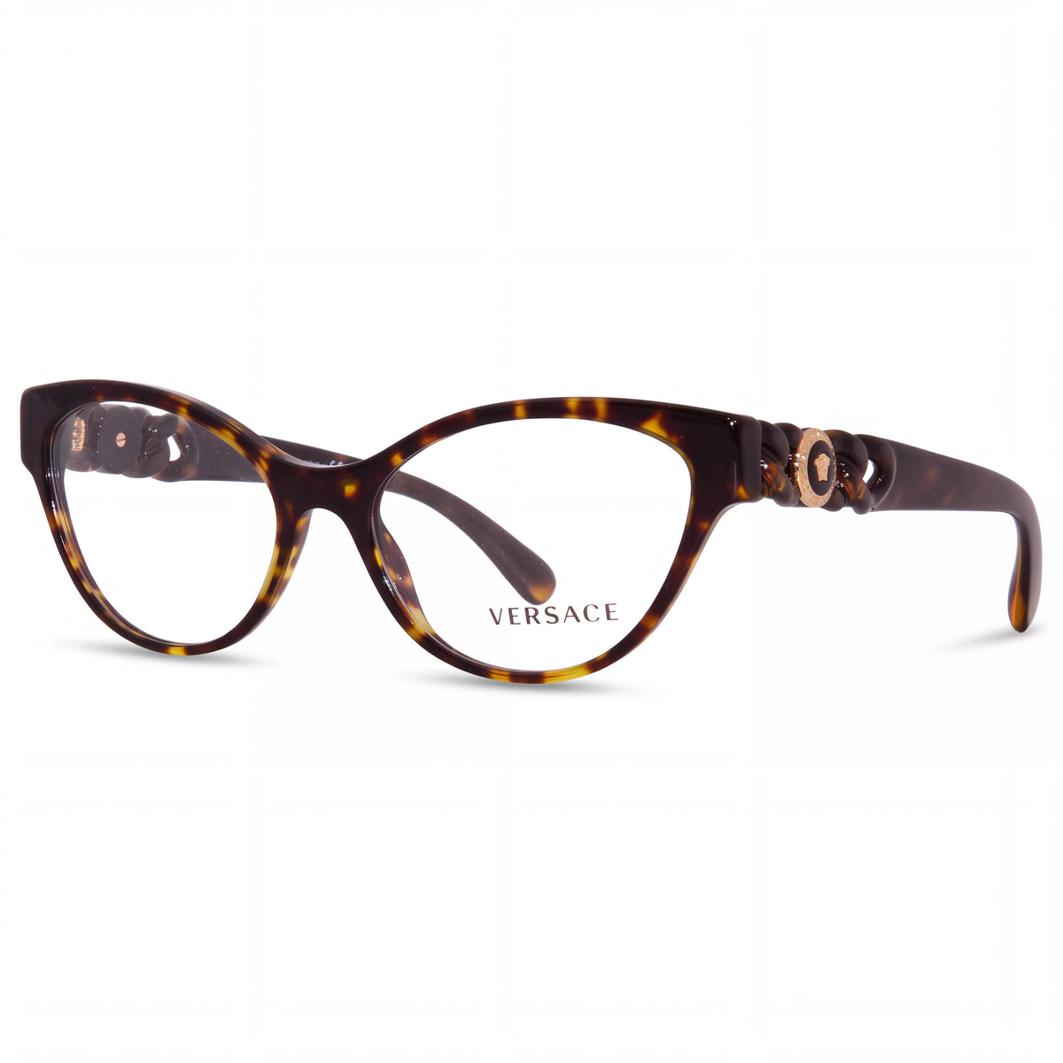 Versace VE 3305 Havana Cat Eye Eyeglasses for Men, Plastic, Photo 1