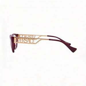 Versace Ve 3327u Cat Eye Eyeglasses Women — side view, Red Aluminium temples
