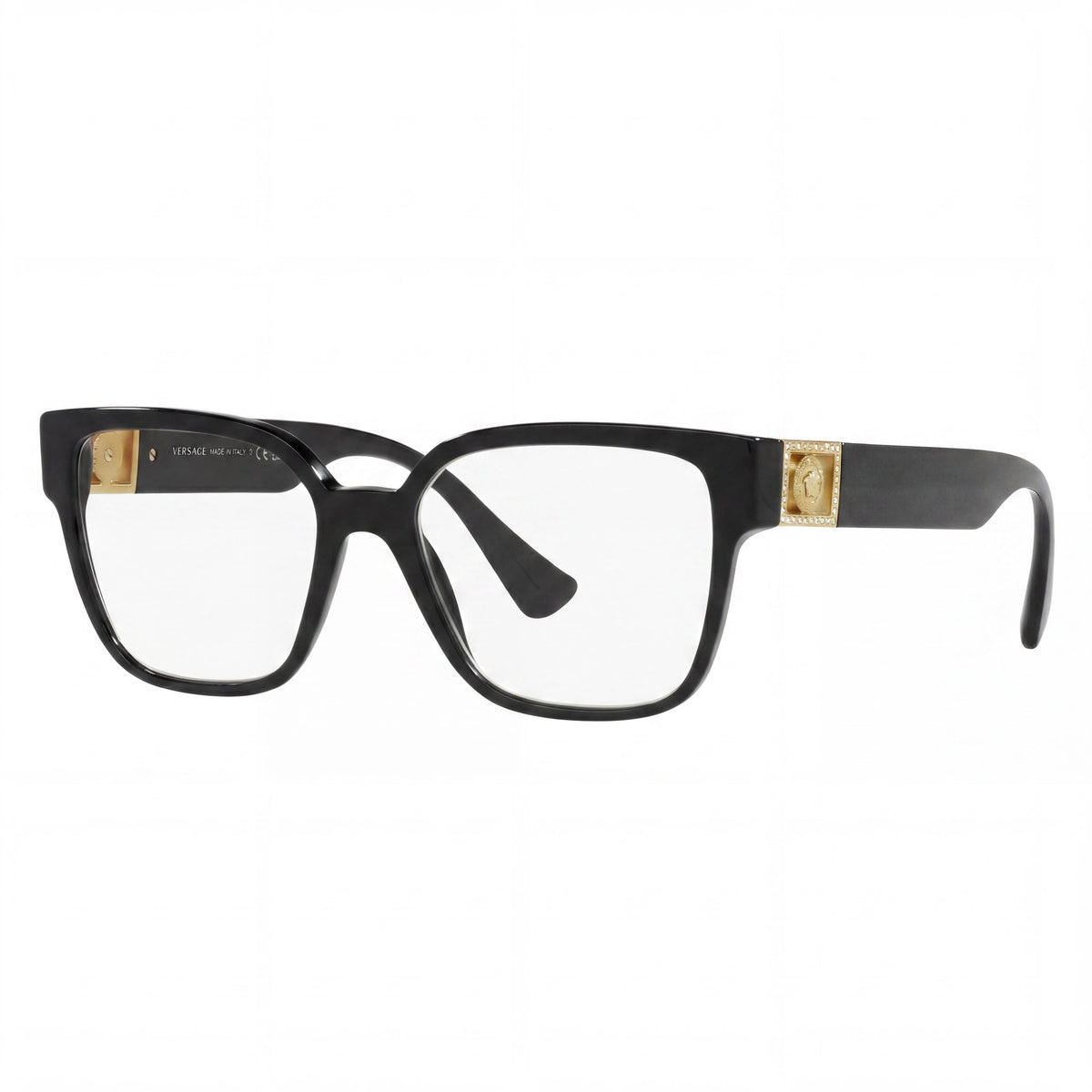 Versace Ve 3329b Black Gold Logo Square Eyeglasses Unisex, 54mm, Photo 1