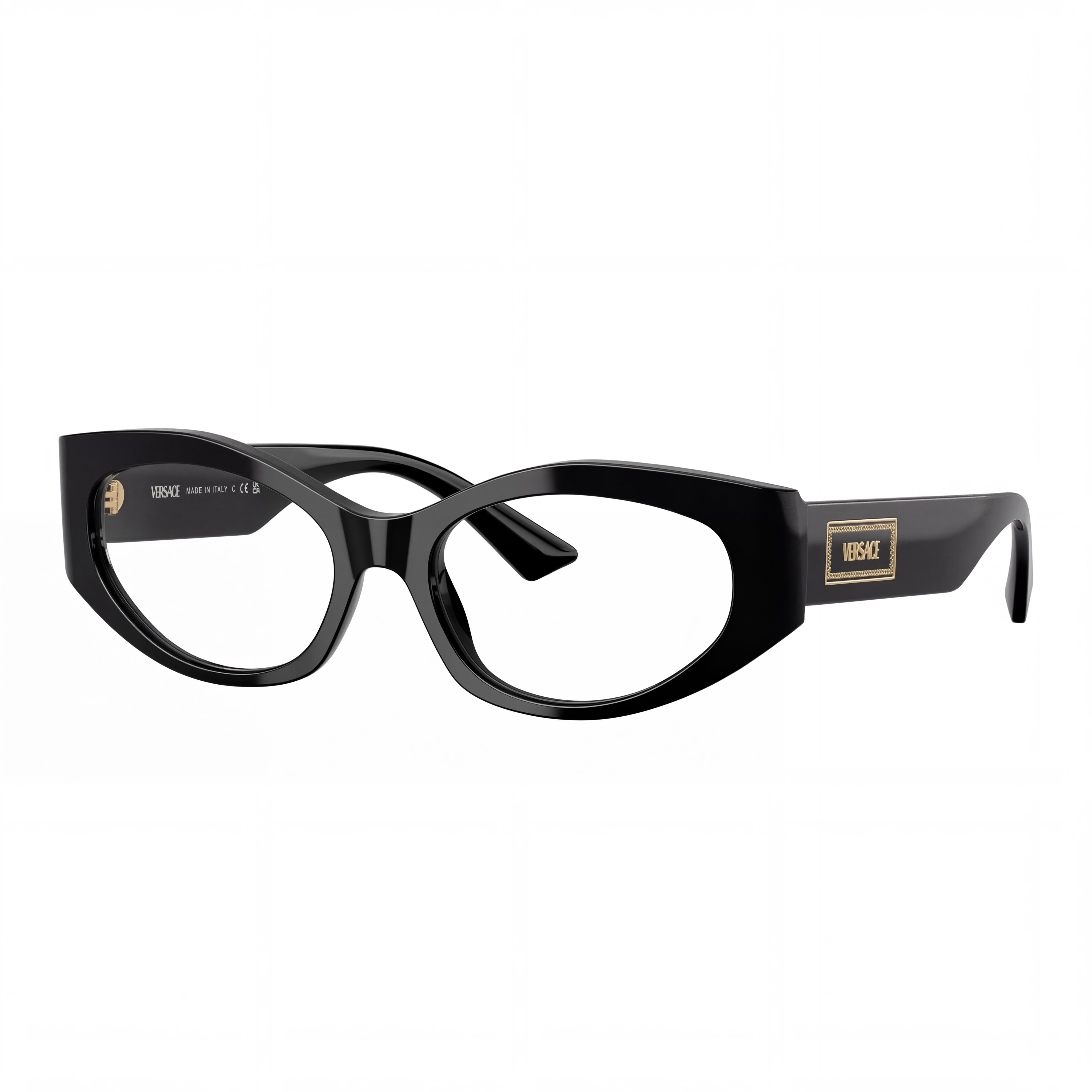 Versace VE 3369 Black Oval Eyeglasses for Women, Acetate, Photo 1