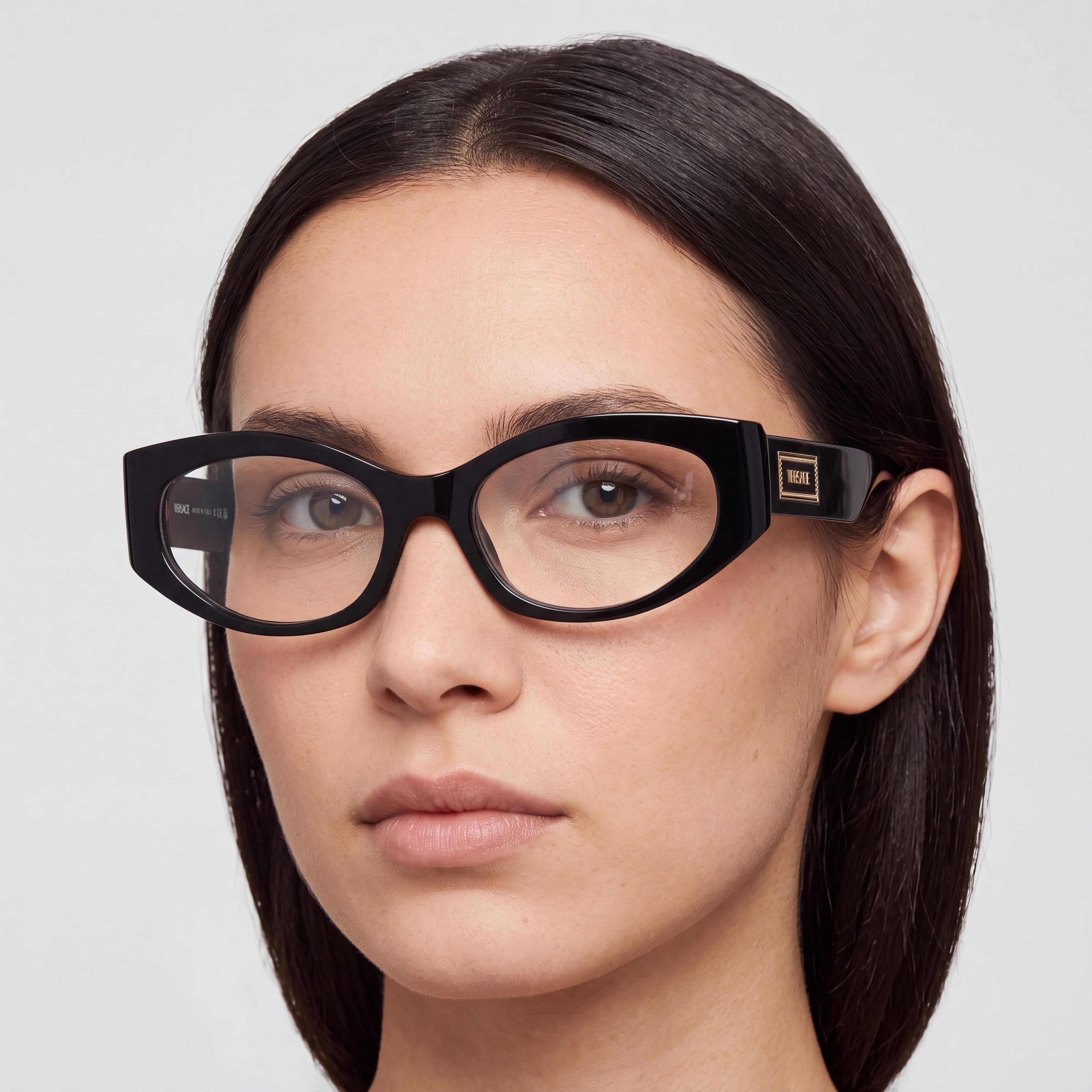 Versace VE 3369 Black Oval Eyeglasses for Women, Acetate, Photo 5
