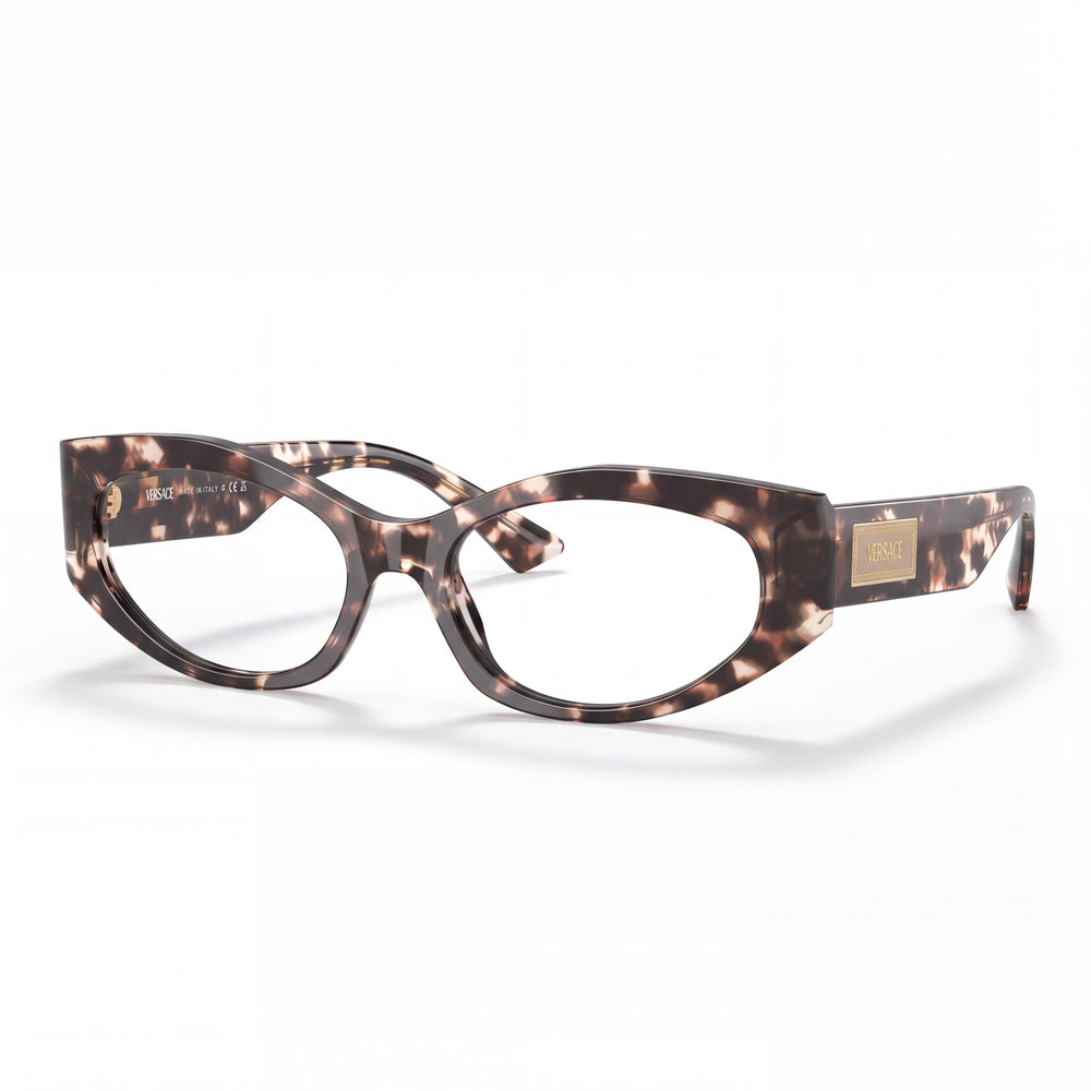 Versace VE 3369 Havana Grey Oval Eyeglasses for Women, Acetate frame