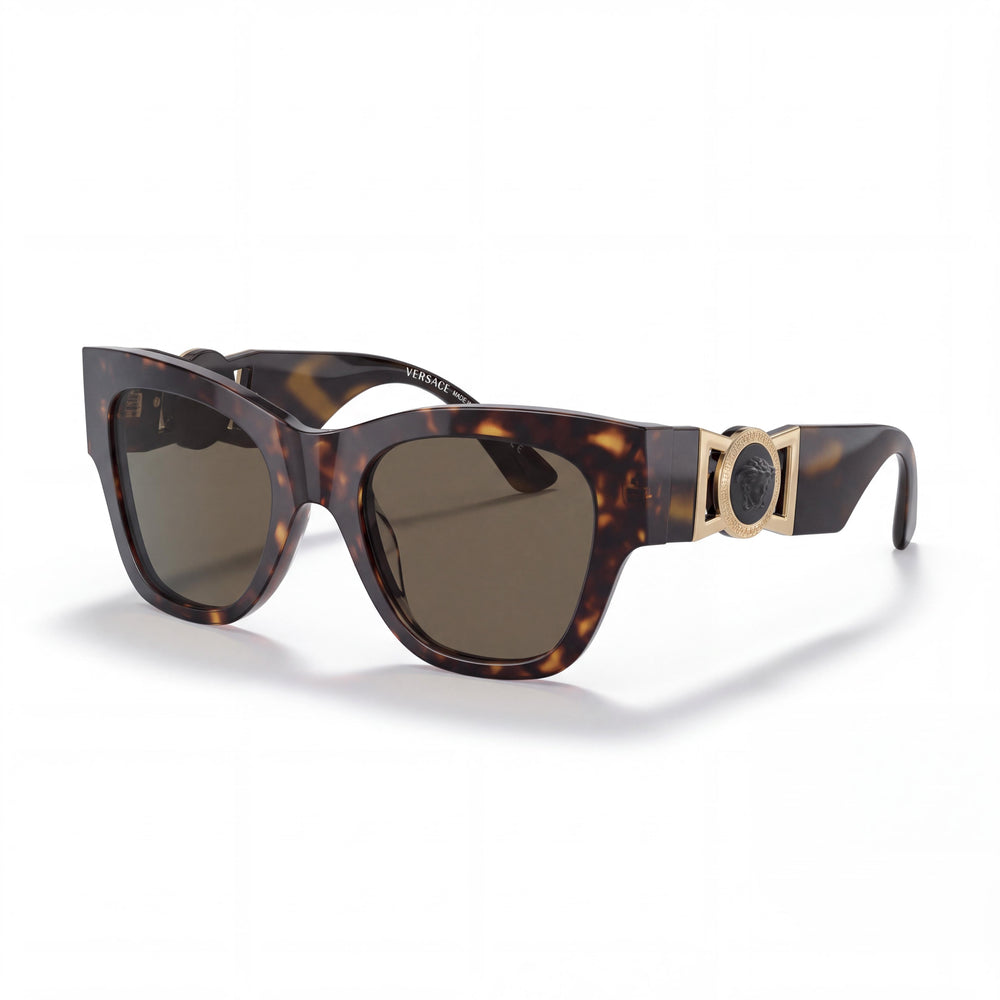 Versace VE 4415U Havana Cat Eye Sunglasses for Women, Brown lens