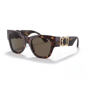 Versace VE 4415U Havana Cat Eye Sunglasses for Women, Brown lens