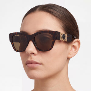 Versace VE 4415U Cat Eye Sunglasses Women — side view, Non-Polarized Brown lens