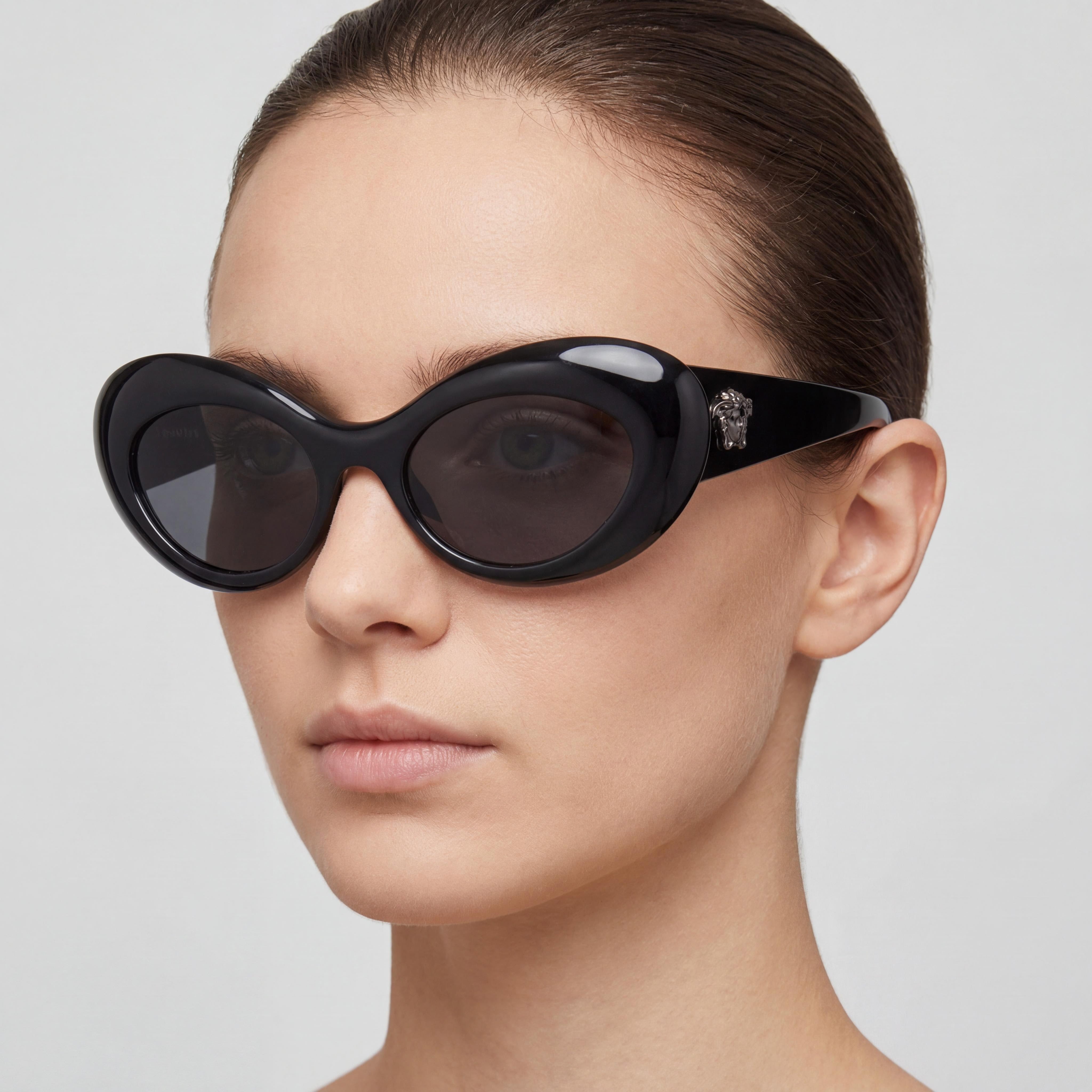 Versace Ve 4456u Black Oval Sunglasses for Women, 52mm, Photo 4