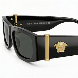 Versace Ve 4476 U Rectangle Sunglasses Unisex — side view, Non-Polarized Dark Grey lens