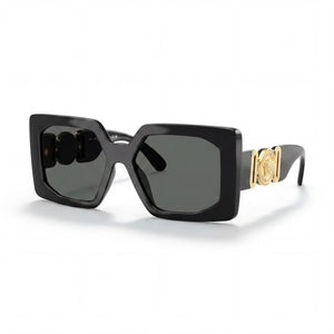 Versace Ve 4478 U Black Rectangle Sunglasses for Women, Dark Grey lens