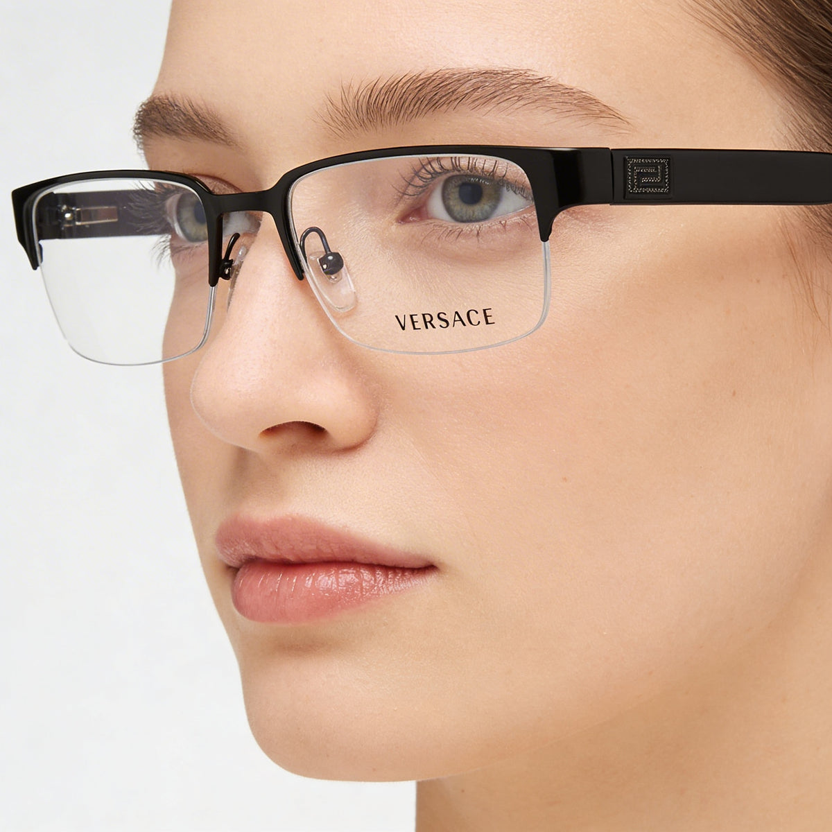 Versace VE1184 Matte Black Rectangle Eyeglasses for Women, Metal 53mm, Photo 4