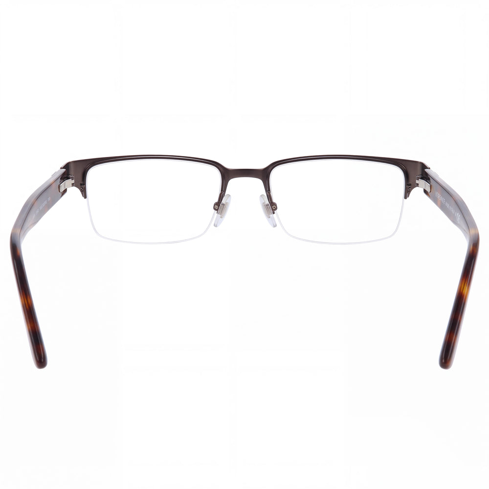 Versace VE1184 Rectangle Eyeglasses Unisex — side view, Brushed Brown Metal temples