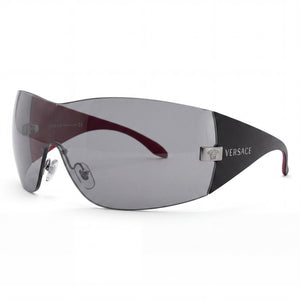 Versace VE2054 Black Shield Sunglasses Unisex, Grey lens