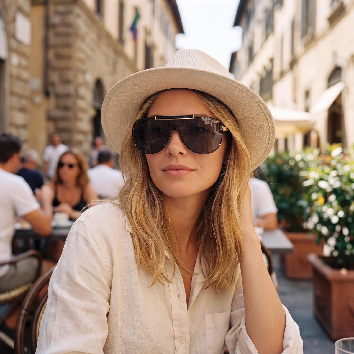 Gafas de sol tipo aviador Versace VE2140 para mujer, color negro, 40 mm, Photo 6