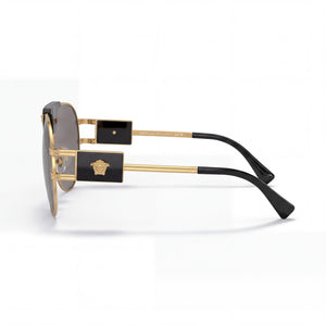 Versace VE2252 Aviator Sunglasses Unisex — side view, Non-Polarized Light Grey Mirror lens