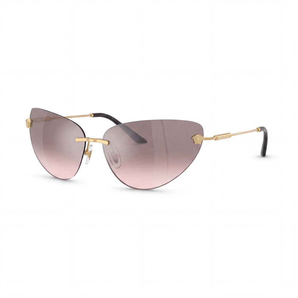 Versace VE2281 Gold Cat Eye Sunglasses for Unisex, Brown Mirror Silver lens