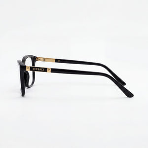 Versace Ve3186 Rectangle Eyeglasses Unisex — side view, Black Plastic temples
