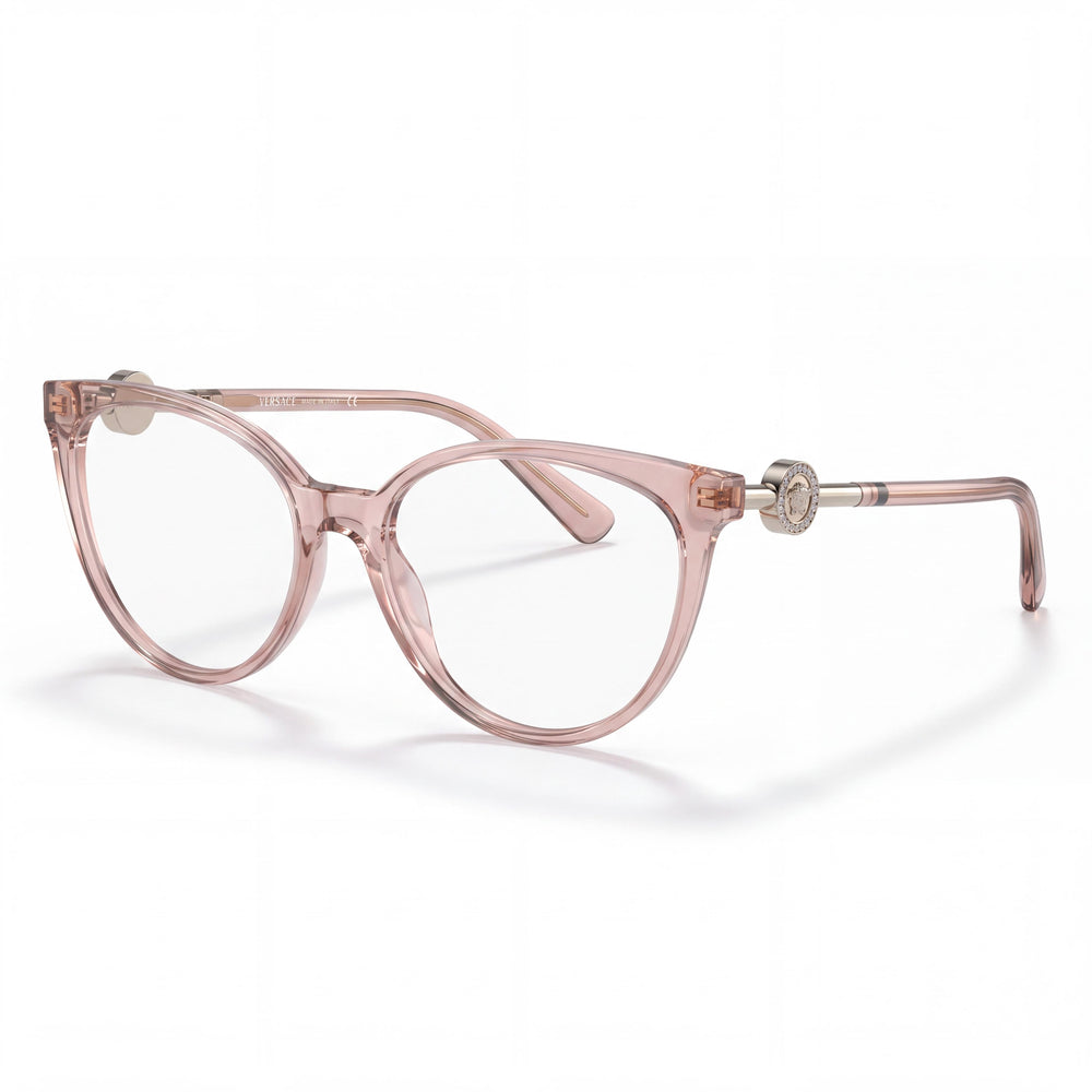 Versace VE3298B Transparent Pink Cat Eye Eyeglasses Unisex, Acetate frame