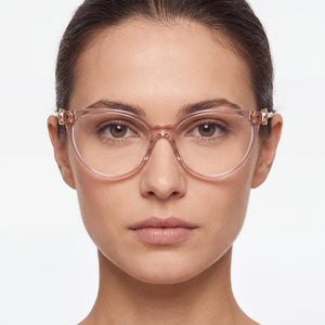 Versace VE3298B Cat Eye Eyeglasses Unisex — side view, Pink Acetate temples