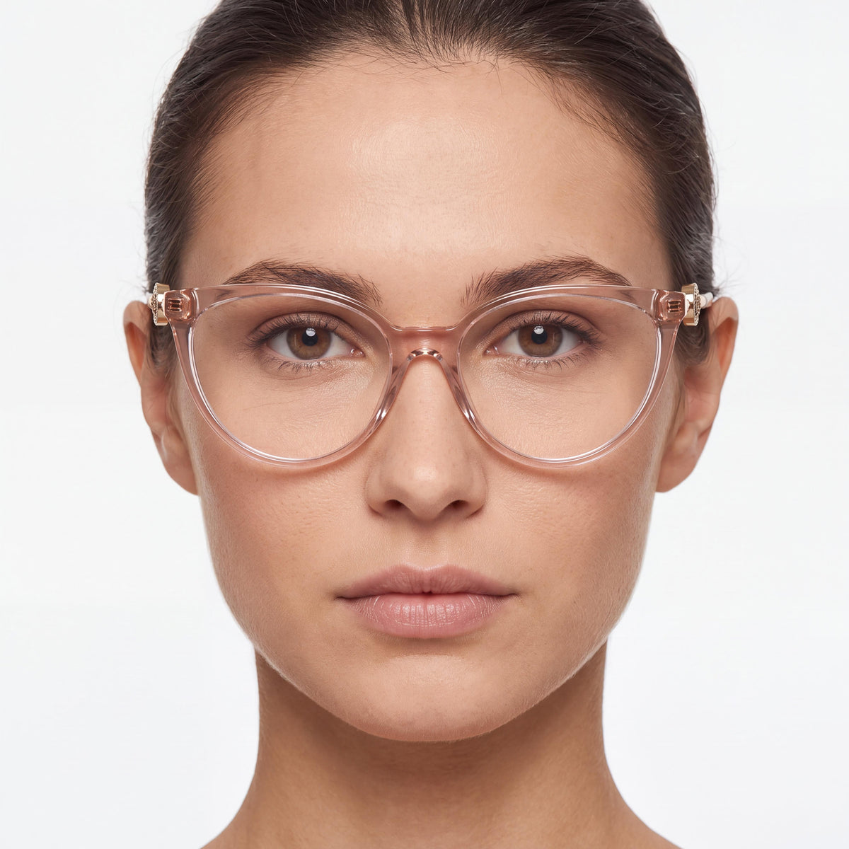 Gafas graduadas Versace 3298B para mujer con montura completa de acetato rosa transparente, forma ojo de gato, lentes de demostración, 55 mm de lente, 17 mm de puente y 140 mm de varilla, Photo 3