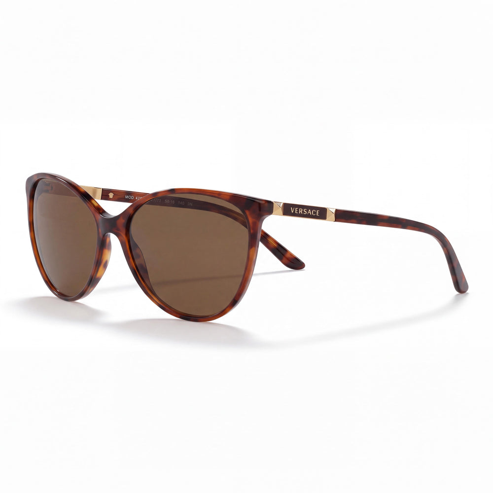 Versace VE4260 Amber Havana Cat Eye Sunglasses for Women, Brown lens