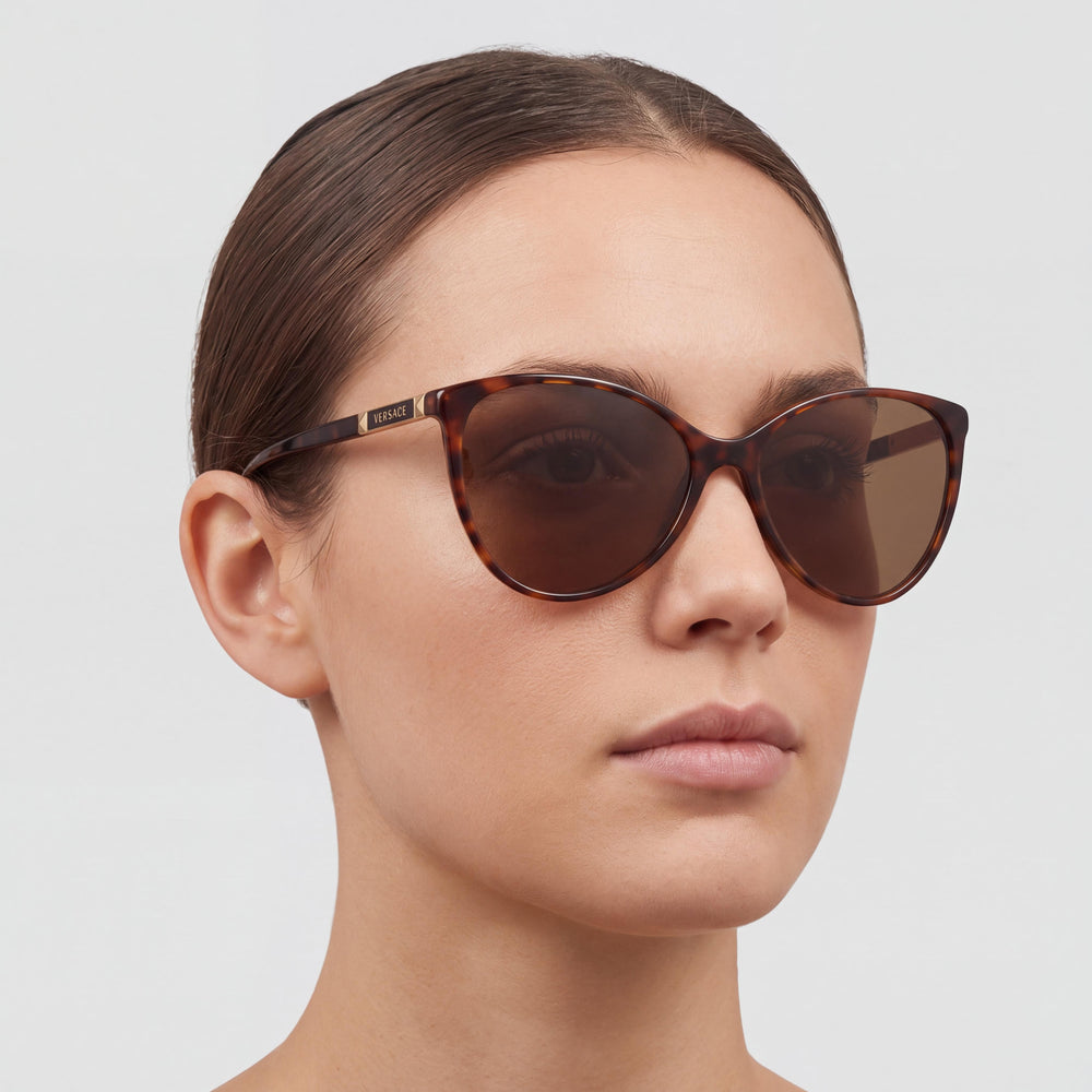 Versace VE4260 Cat Eye Sunglasses Women — side view, Non-Polarized Brown lens