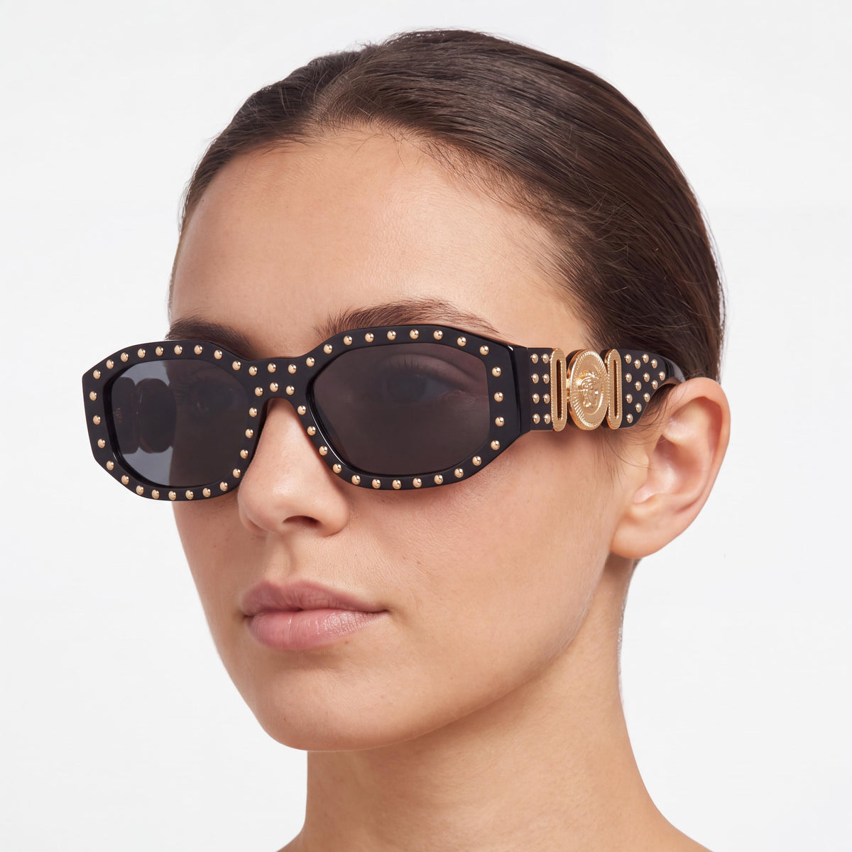 Gafas de sol Versace Ve4361 para mujer, montura de plástico negra y dorada, cristales grises con protección UV, 53-18-140 mm, Photo 5