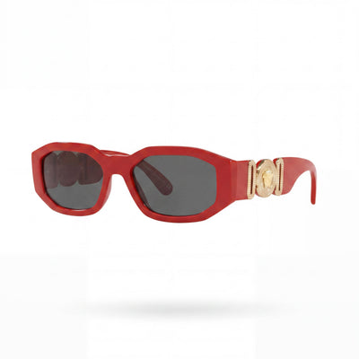 Versace VE4361 Red Rectangle Sunglasses Unisex, Dark Grey lens
