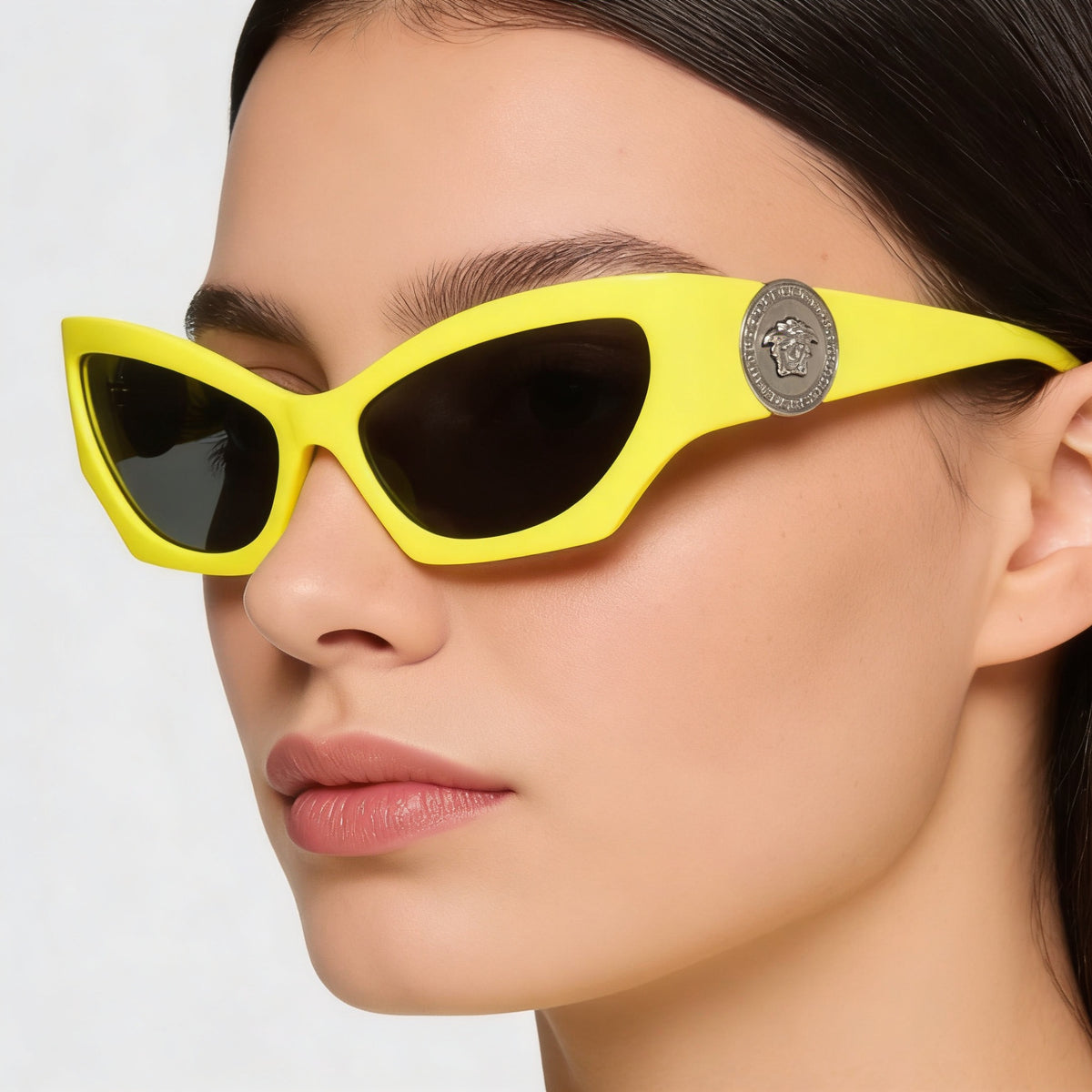 Versace VE4450 Yellow Dark Grey Cat Eye Sunglasses for Women, 60mm, Photo 4