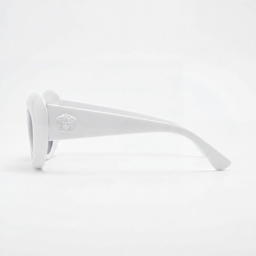 Versace VE4456U Oval Sunglasses Women — side view, Non-Polarized Grey lens