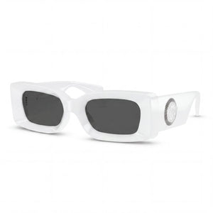 Versace VE4474U White Rectangle Sunglasses Unisex, Dark Grey lens
