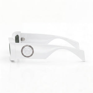 Versace VE4474U Rectangle Sunglasses Unisex — side view, Non-Polarized Dark Grey lens