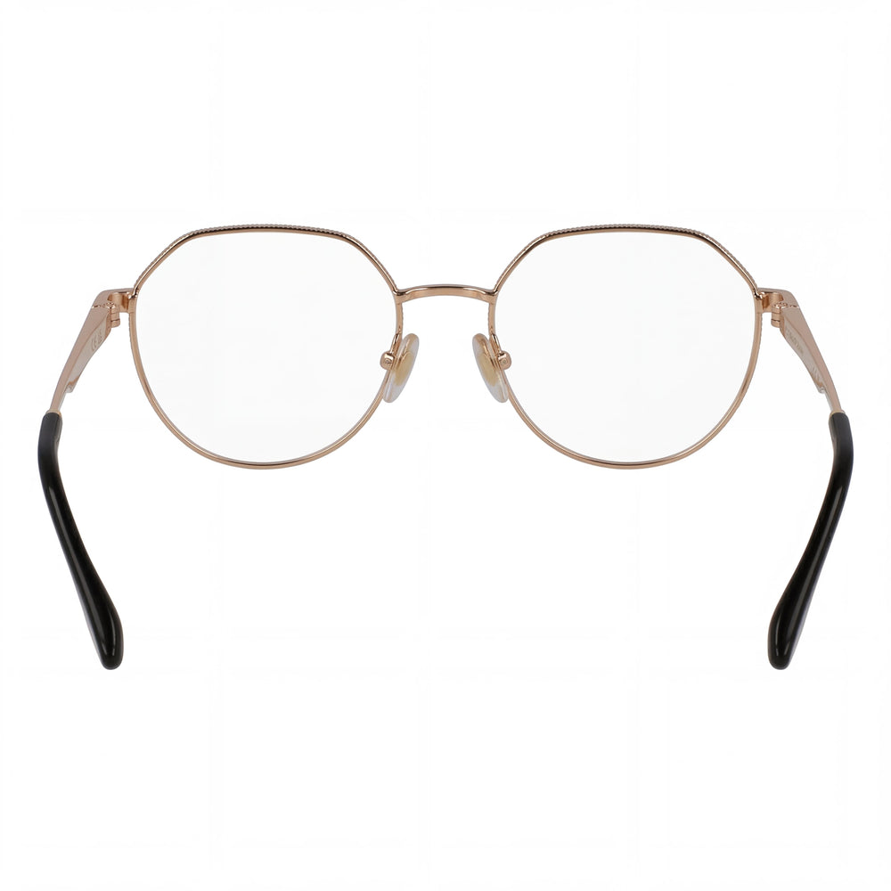 Victoria Beckham VB2135 Geometric Eyeglasses Women — side view, Gold frame temples
