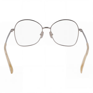 Victoria Beckham Vb220 Oval Eyeglasses Men — side view, Silver Metal temples