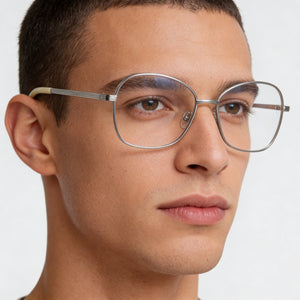 Victoria Beckham Vb220 Square Eyeglasses Men — side view, Silver Metal temples