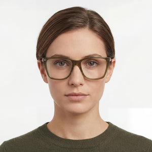 Victoria Beckham VB2664 Rectangle Eyeglasses Women — side view, Olive Green Acetate temples